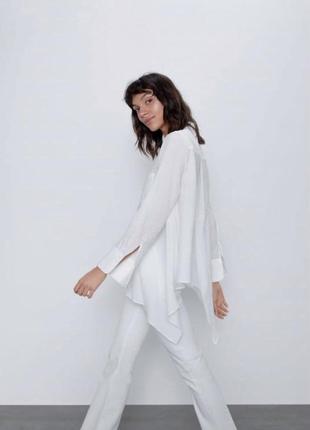 Ассиметричная рубашка блузка белая блуза базовая1 фото