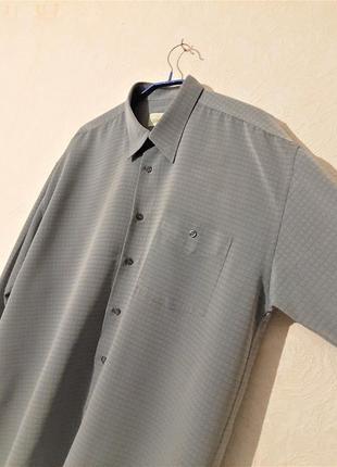 Wexler брендовая мужская рубашка серая-чёрная клеточка полубатал большой размер длинные рукава 44/455 фото