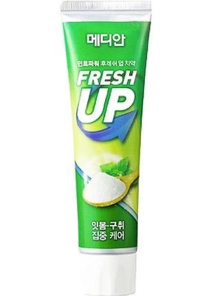 Отбеливающая зубная паста amore pacific median mint power fresh up toothpaste baking soda