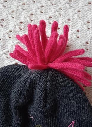 Шапочка демісезонна для дівчинки з бумбоном шапка на весну осінь деми4 фото