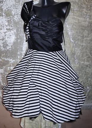 Шикарна вечірня коктейльна сукня парашут з смугастим низом стімпанк вечернее коктейльное платье стимпанк forever unique