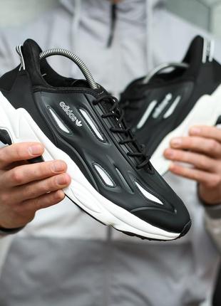 Шкіряні, чоловічі кросівки | кожаные кроссовки adidas ozweego celox black white