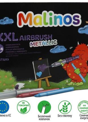 Фломастери та аерографи металік malinos metallic xxl 16 (8+8 шт)