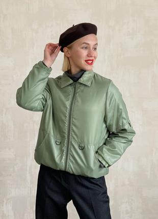 Винтажная мятная зелёная курточка бомбер4 фото