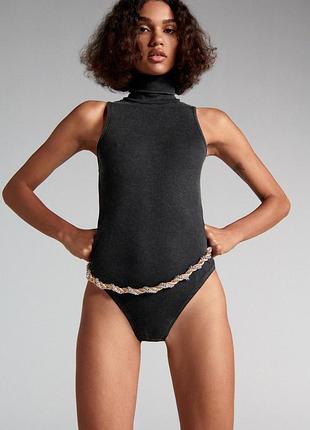 Zara топ блді в рубчик s m сірий
