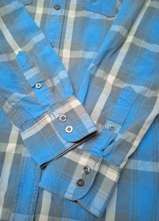 Шикарная серо- голубая клетка рубашка l3 фото
