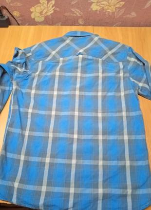 Шикарная серо- голубая клетка рубашка l7 фото