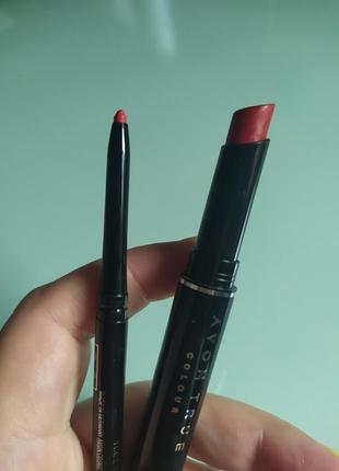 Стойкая помада с карандашом avon помада frisky red карандаш true red