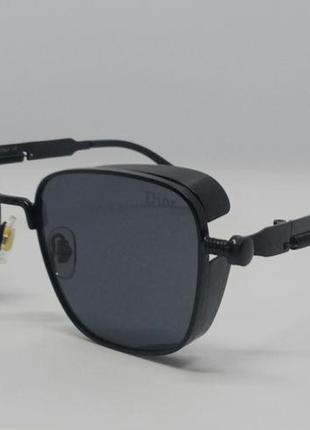 Christian dior стильные солнцезащитные очки унисекс черные в металле оригинального дизайна