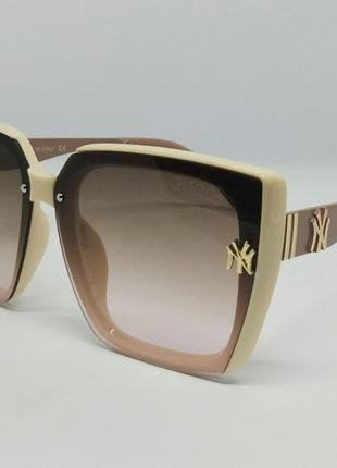 Gucci очки женские солнцезащитные бежево коричневые с градиентом1 фото