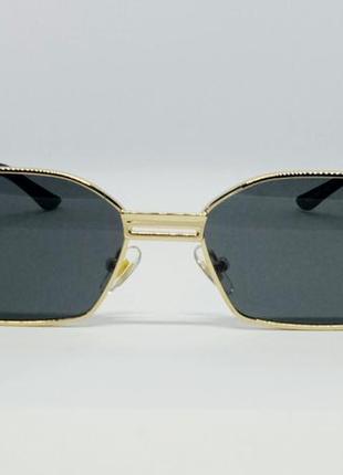Christian dior окуляри унісекс сонцезахисні вузькі чорні в золотому металі2 фото
