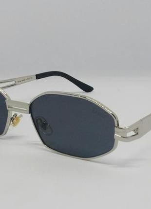 Christian dior очки унисекс солнцезащитные узкие чёрные в серебристом металле