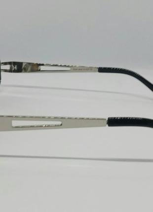 Christian dior очки унисекс солнцезащитные узкие чёрные в серебристом металле3 фото