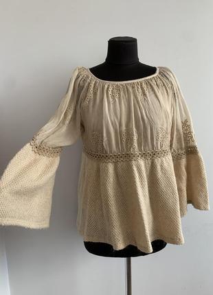 Блуза средневековая фэнтези шитьё на шифоне низ вязаный