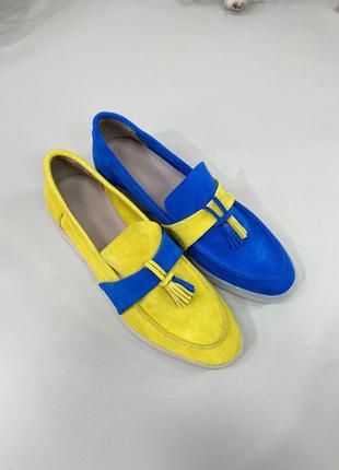 Патріотичні замшеві лофери🇺🇦💙💛