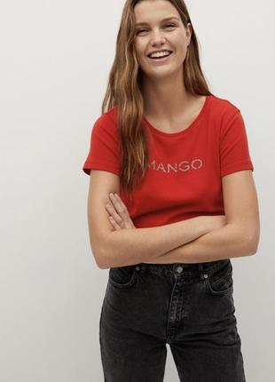 Нова червона футболка mango з натуральної тканини