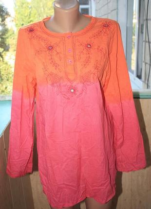 Знижка! легка бавовняна сорочка блуза омбр в індійському бохо етно стилі1 фото