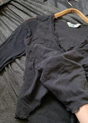 Кроп топ чёрный блуза блузка кофточка винтажная блестящая6 фото