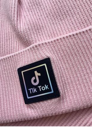 Тонка шапка рубчик tik tok для дівчинки від 6 років2 фото