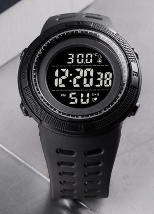 Чоловічі годинники спортивні skmei 1681 чорні водонепроникні термомитер2 фото