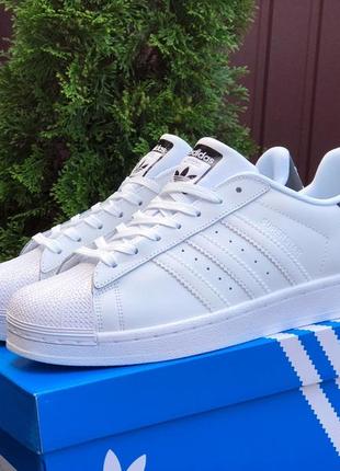 Шикарные кроссовки adidas superstar белые с чёрным