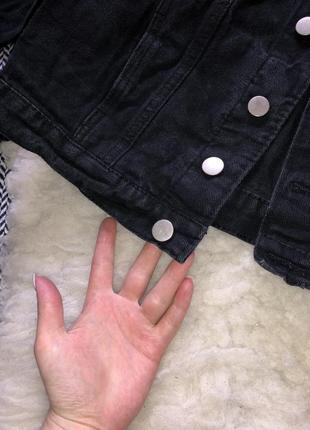 Джинсовая шерпа укорочённая джинсовка куртка мех графитная7 фото