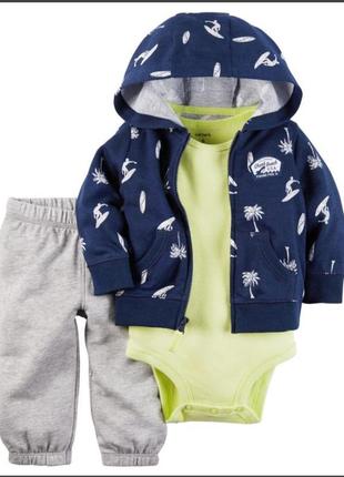 Комплект пальми набір : кардиган боді бодік на короткий рукав штани картерс carters