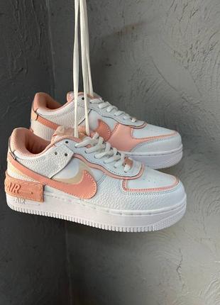 Nike air force shadow peach яскраві трендові форси жіночі коралові персикові білі кросівки весна літо осінь женские персиковые кроссовки демисезон