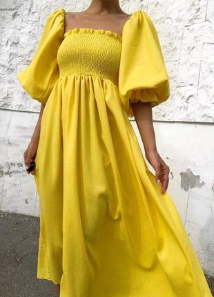 Яркое жёлтое платье 💛💛💛1 фото