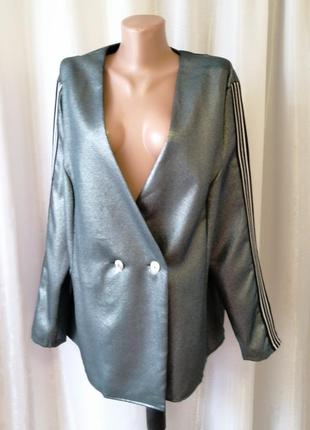 Эффектный  пиджак из материала с напылением «металлик» с пуговицами пиджак с длинными рукавами засте2 фото