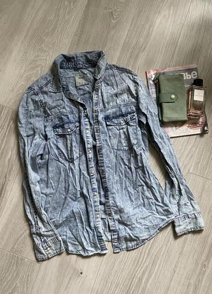 Джинсовая рубашка батал denim co1 фото