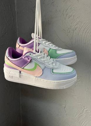 Nike air force shadow pastel трендові пастельні форси жіночі рожеві фіолетові білі кросівки весна літо осінь женские разноцветные кроссовки новинка