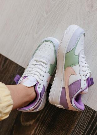 Nike air force shadow pastel трендові пастельні форси жіночі рожеві фіолетові білі кросівки весна літо осінь женские разноцветные кроссовки новинка