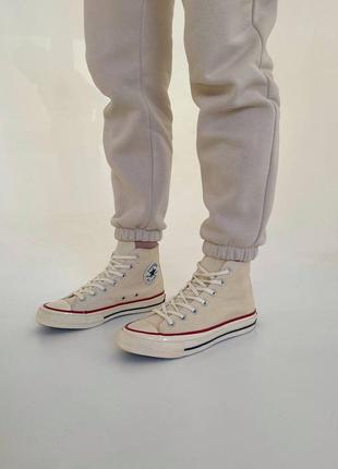 ♥️ трендові високі бежеві кремові унісекс кеди converse chuck 70 classic high top весна літо осінь высокие кеды конверс бежевые кремовые новинка3 фото