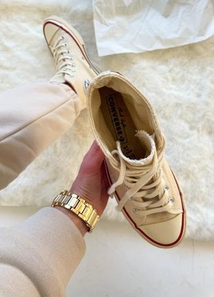 ♥️ трендові високі бежеві кремові унісекс кеди converse chuck 70 classic high top весна літо осінь высокие кеды конверс бежевые кремовые новинка5 фото