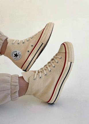 ♥️ трендові високі бежеві кремові унісекс кеді converse chuck 70 classic high top весна літо осінь високі кеди конверс бежеві кремові новинка