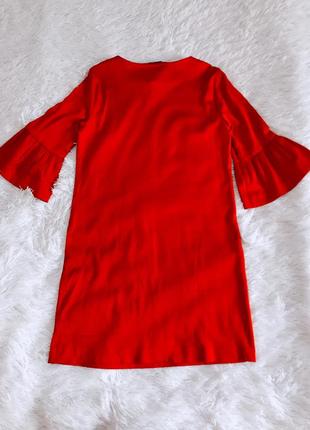 Яркое красное платье с расклешенными рукавами next5 фото
