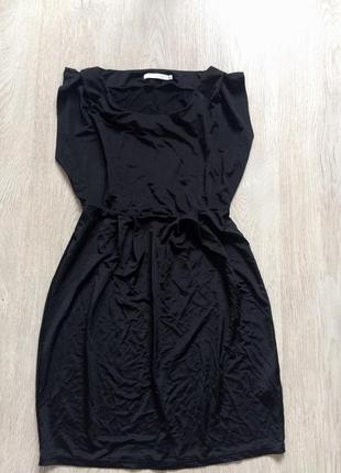 Базовое seppala чёрное платье с карманами4 фото