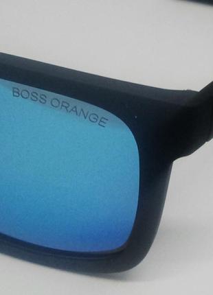 Boss orange очки мужские солнцезащитные голубые зеркальные в чёрном мате9 фото