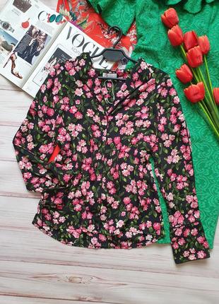 Квіткова блуза сорочка з квітами в піжамному стилі блуза сорочка в стилі піжамному