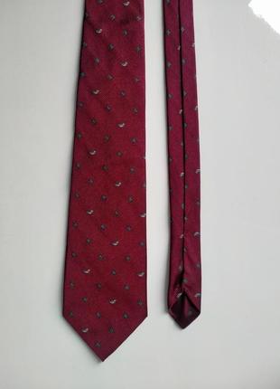 Бордовый галстук с утками belvedere шелк2 фото