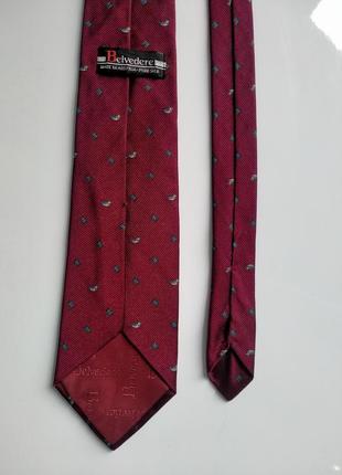 Бордовый галстук с утками belvedere шелк3 фото