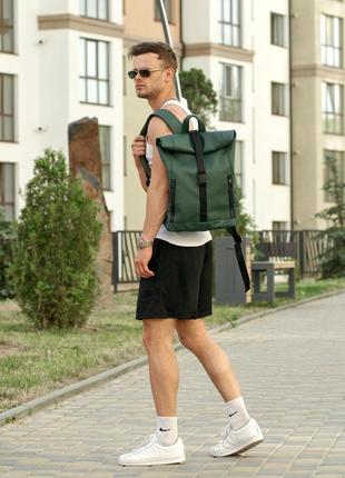 Мужской зеленый рюкзак стильный ролл