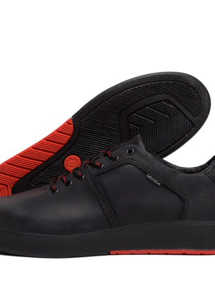 Мужские кожаные кеды ortega aircross black and red 83/2ч.кр+красн