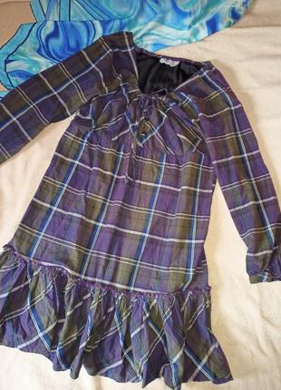 Котоновое сорочкові плаття - туніка з оборкою,клітина,52-56разм,bps collection.2 фото