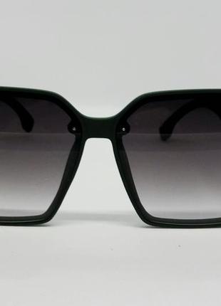 Женские солнцезащитные очки в стиле hermes черные дужки зеленые2 фото