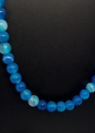 💙🐳 яскраве кольє намисто натуральний камінь блакитний агат синій9 фото