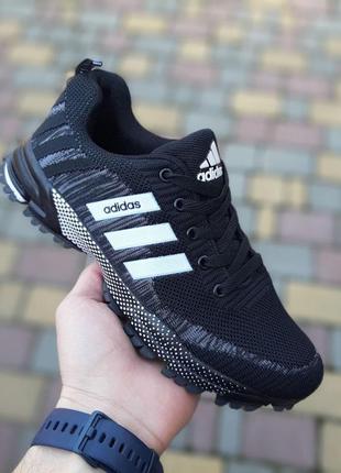 Мужские летние черные с белым кроссовки adidas модные весение кроссовки адидас для парня