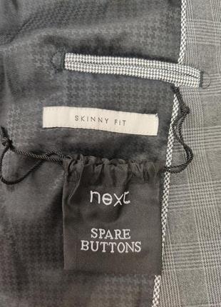 Чоловічий сірий піджак блейзер next tailoring skinny fit5 фото