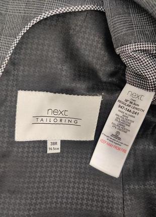 Чоловічий сірий піджак блейзер next tailoring skinny fit4 фото